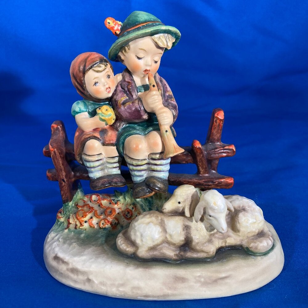 Vintage 1966 Hummel "Eventide" # 99 Boy and Girl on Fence with Lambs, TMK 3